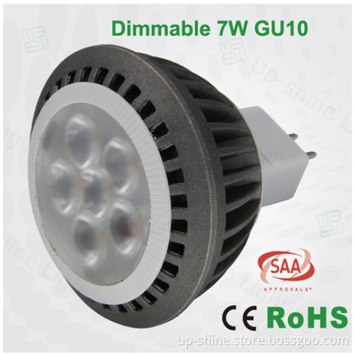 CE Rohs SAA approved dimmable 7W smd led spotlight bulb mr16 GU10 E26 E27